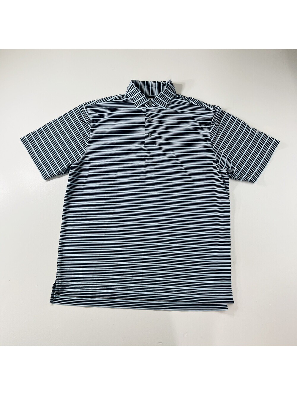 Footjoy Golf Polo Shirt Blue Striped Stretch Men’s Size Large